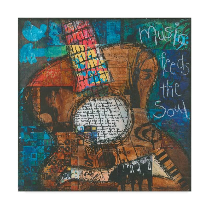 Jennifer Mccully 'Music Feeds The Soul - Guitar' Canvas Art - Multi-color
