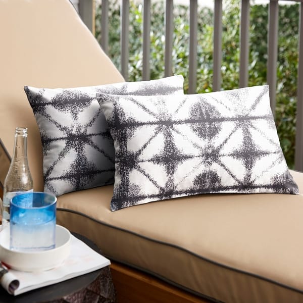 Shop Sunbrella Grey Geometric Indoor Outdoor Lumbar Pillow Set
