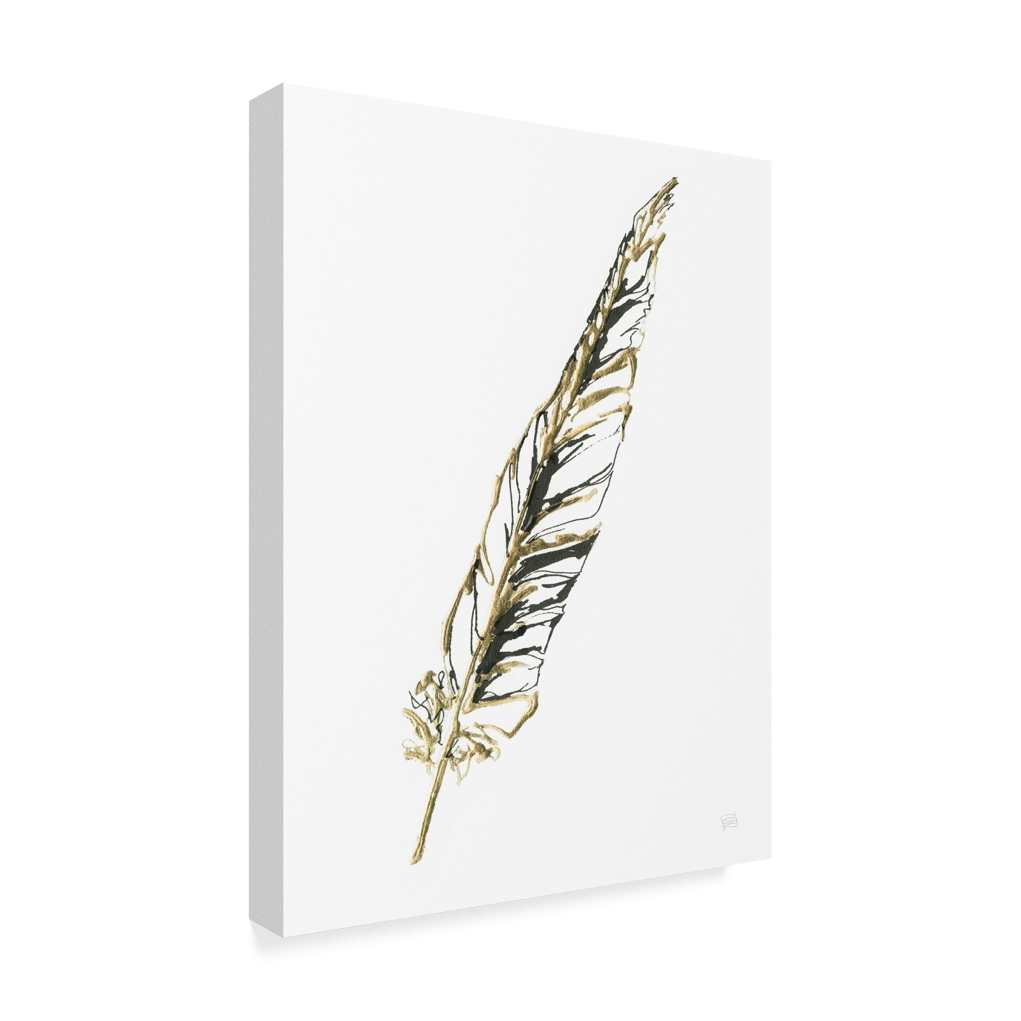Trademark Fine Art 'Gold Feathers III on White' Canvas Art by Chris Paschke  