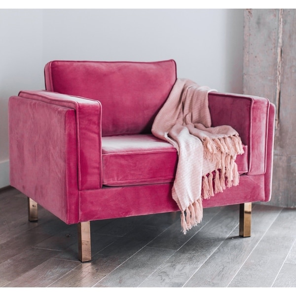 Shop Kinsley Modern Pink Velvet Upholstered Living Room