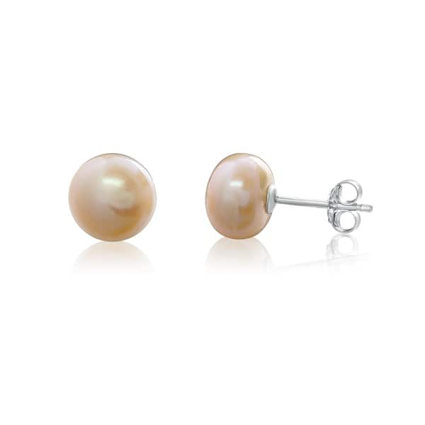 AAA Pink Cultured Freshwater Pearl 925 Stamped Sterling Silver Stud Earrings AAA Pink Cultured Freshwater Pearl 925 Stamped Sterling Silver Stud Earrings