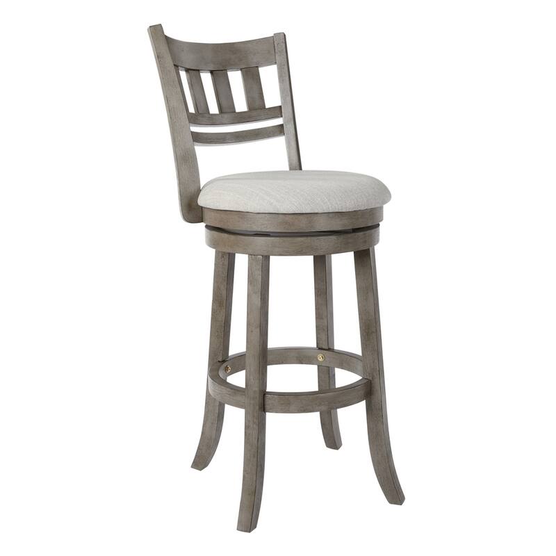 The Gray Barn McNiven 30-inch Swivel Stool with Slatted Back - Antique Grey