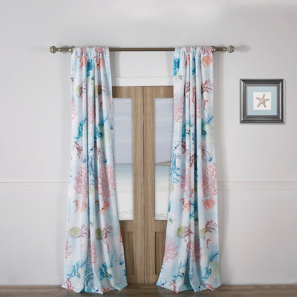 Barefoot Bungalow Sarasota Coastal Curtain Panels (Set of 2) with Tiebacks