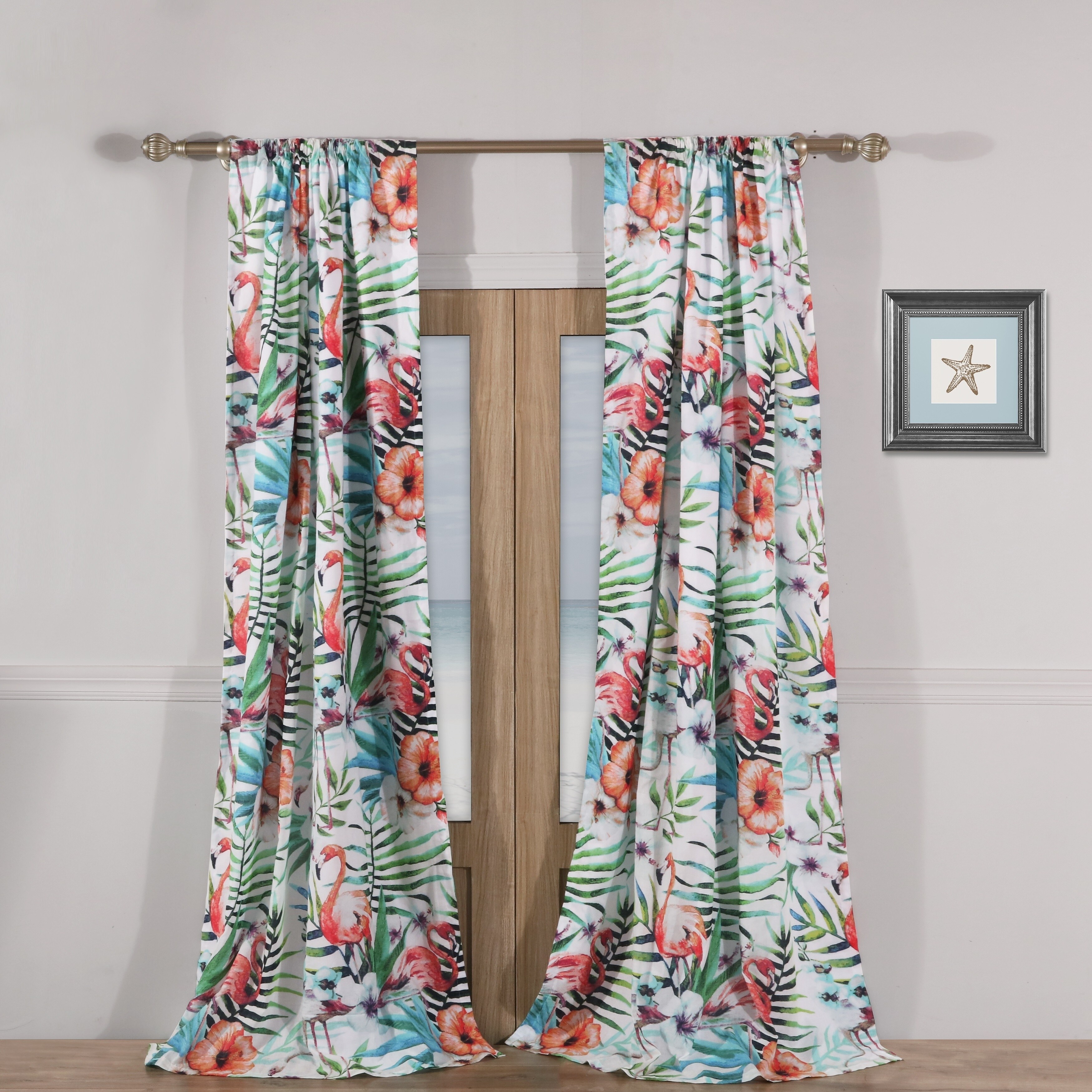Shop Barefoot Bungalow Flamingo Tropical Curtain Panel Pair With