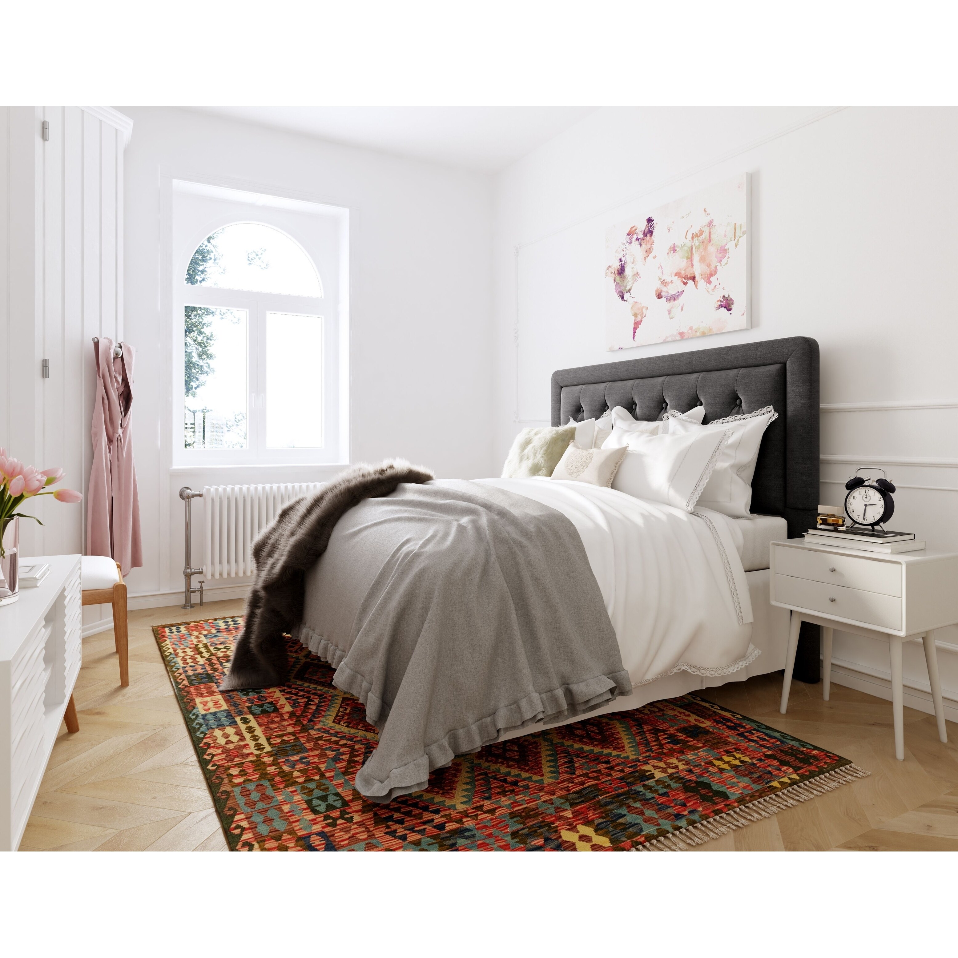 Shop Elle Decor Amery Tufted Upholstered Headboard Queen Gray