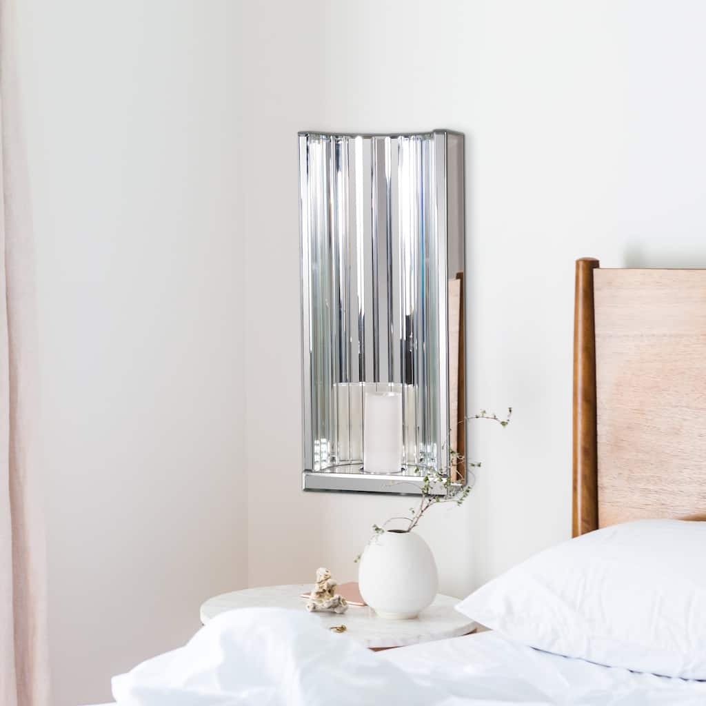 Allen Andrews Faceted Mirror Wall Sconce - 10"w x 5.1/2"d x 24"h