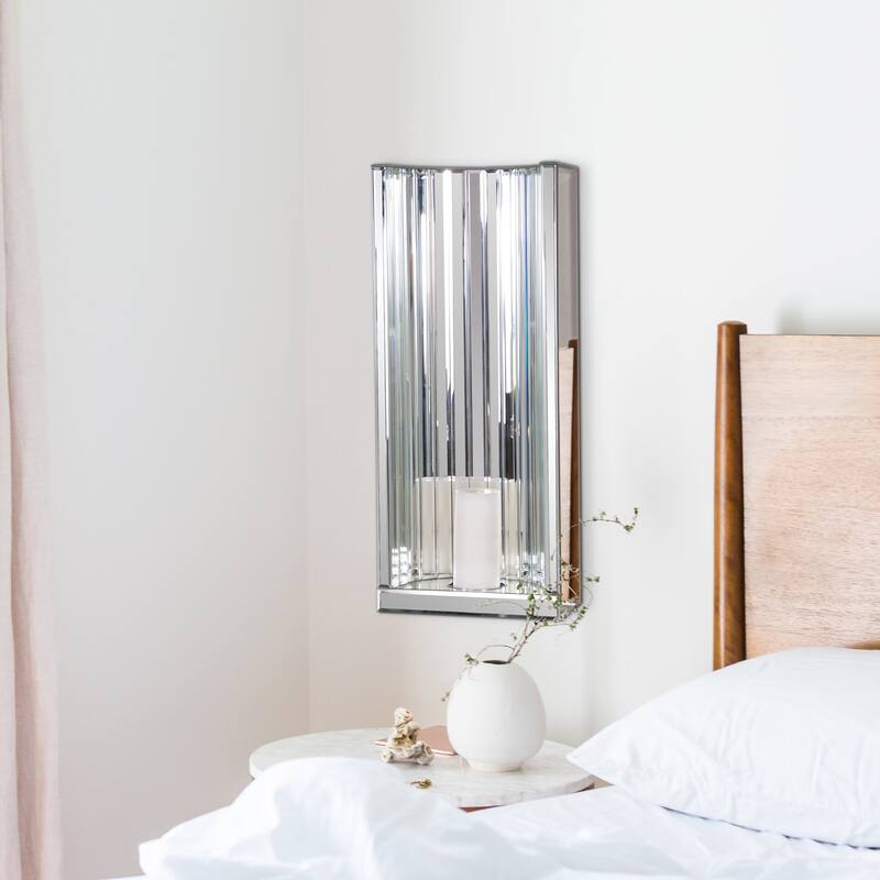 Allen Andrews Faceted Mirror Wall Sconce - 10"w x 5.1/2"d x 24"h - Mirrored