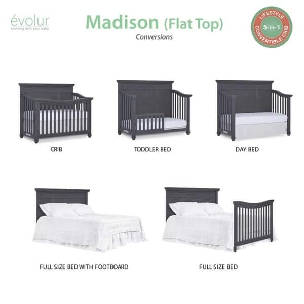 Shop Evolur Madison 5 In 1 Flat Top Convertible Crib Weathered