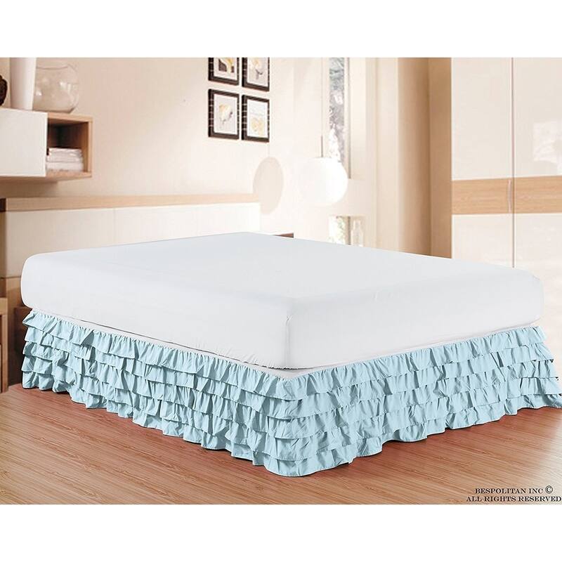 Elegant Comfort Luxurious Premium Quality Wrinkle and Fade Resistant Multi-Ruffle Bed Skirt - 15inch Drop - California King - Aqua
