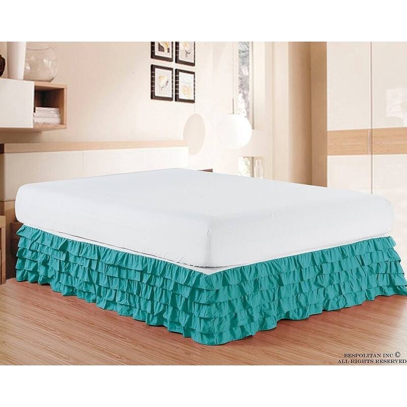 Elegant Comfort Luxurious Premium Quality Wrinkle and Fade Resistant Multi-Ruffle Bed Skirt - 15inch Drop - Queen - Turquoise