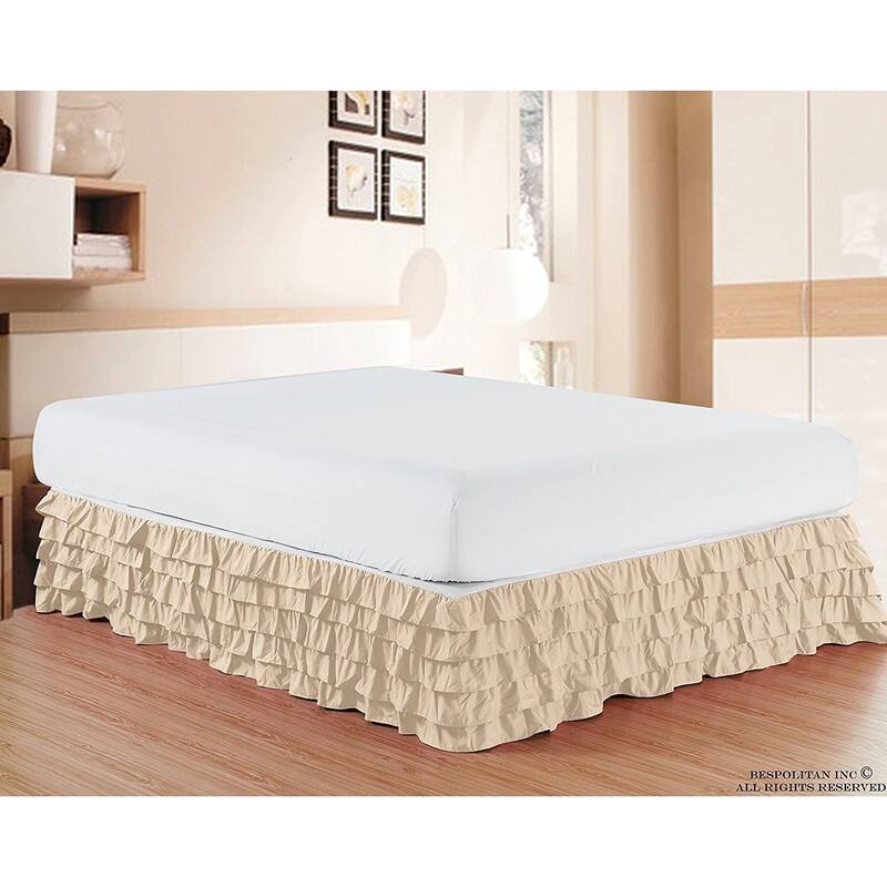 Elegant Comfort Luxurious Premium Quality Wrinkle and Fade Resistant Multi-Ruffle Bed Skirt - 15inch Drop - California King - Beige