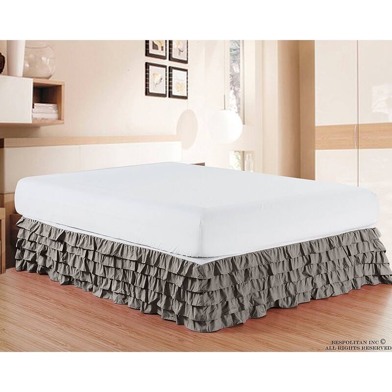 Elegant Comfort Luxurious Premium Quality Wrinkle and Fade Resistant Multi-Ruffle Bed Skirt - 15inch Drop - California King - Grey