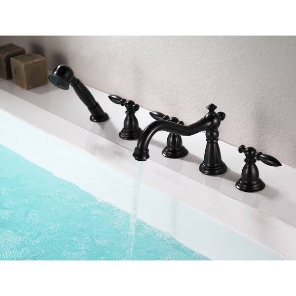 Shop Anzzi Patriarch 2 Handle Roman Tub Faucet With Sprayer In Oil