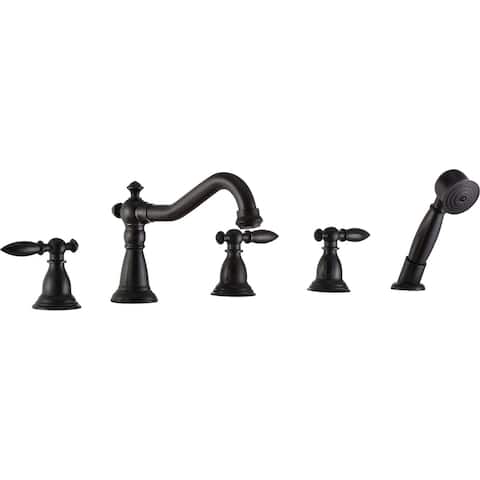ANZZI Patriarch 2-Handle Roman Tub Faucet with Sprayer in Oil Rubbed Bronze