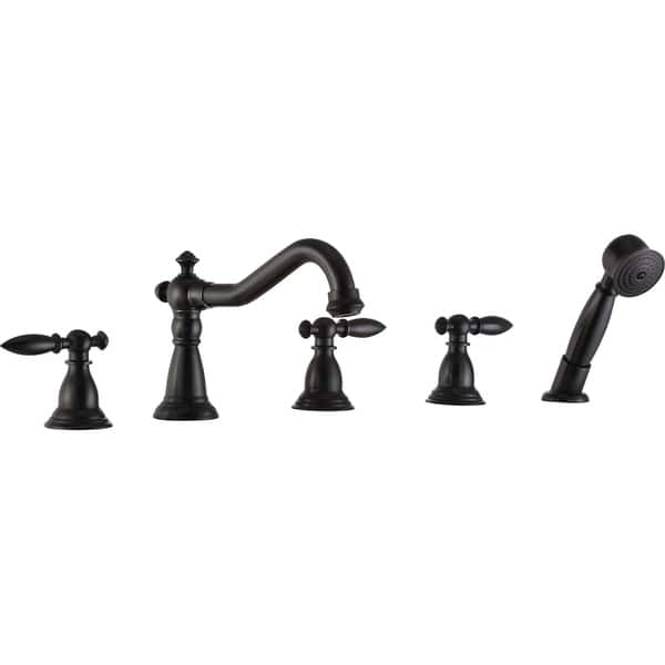 Shop Anzzi Patriarch 2 Handle Roman Tub Faucet With Sprayer In Oil