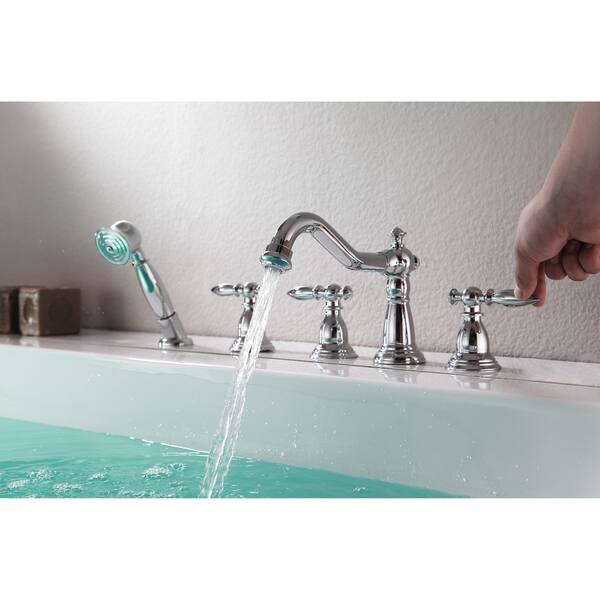 Shop Anzzi Patriarch 2 Handle Roman Tub Faucet With Hand Sprayer