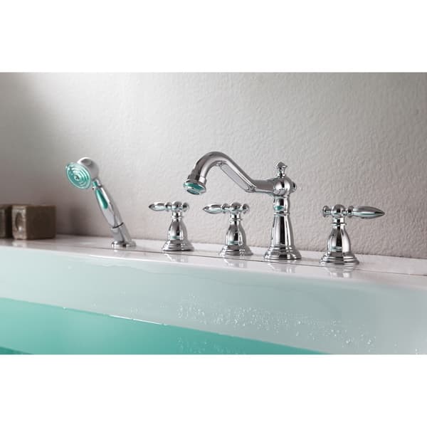 Shop Anzzi Patriarch 2 Handle Roman Tub Faucet With Hand Sprayer