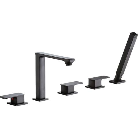 ANZZI Shore 3-Handle Roman Tub Faucet with Sprayer in Oil Rubbed Bronze