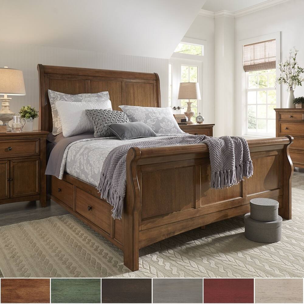 Ediline King Size Wood Sleigh Platform Storage Bed by iNSPIRE Q Classic