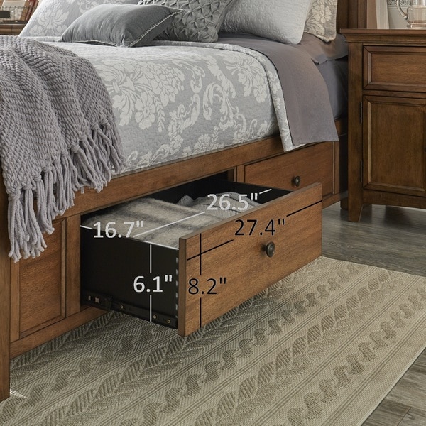 Wood king bed frame with deals storage