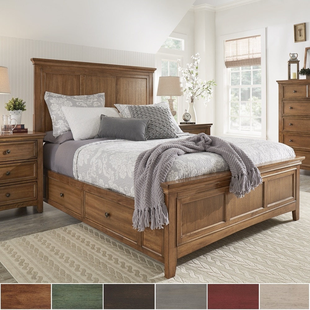 iNSPIRE Q Classic Ediline King Size Wood Panel Platform Storage Bed