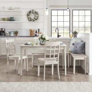Wilmington II Rectangular Antique White Breakfast Nook Set by iNSPIRE Q Classic
