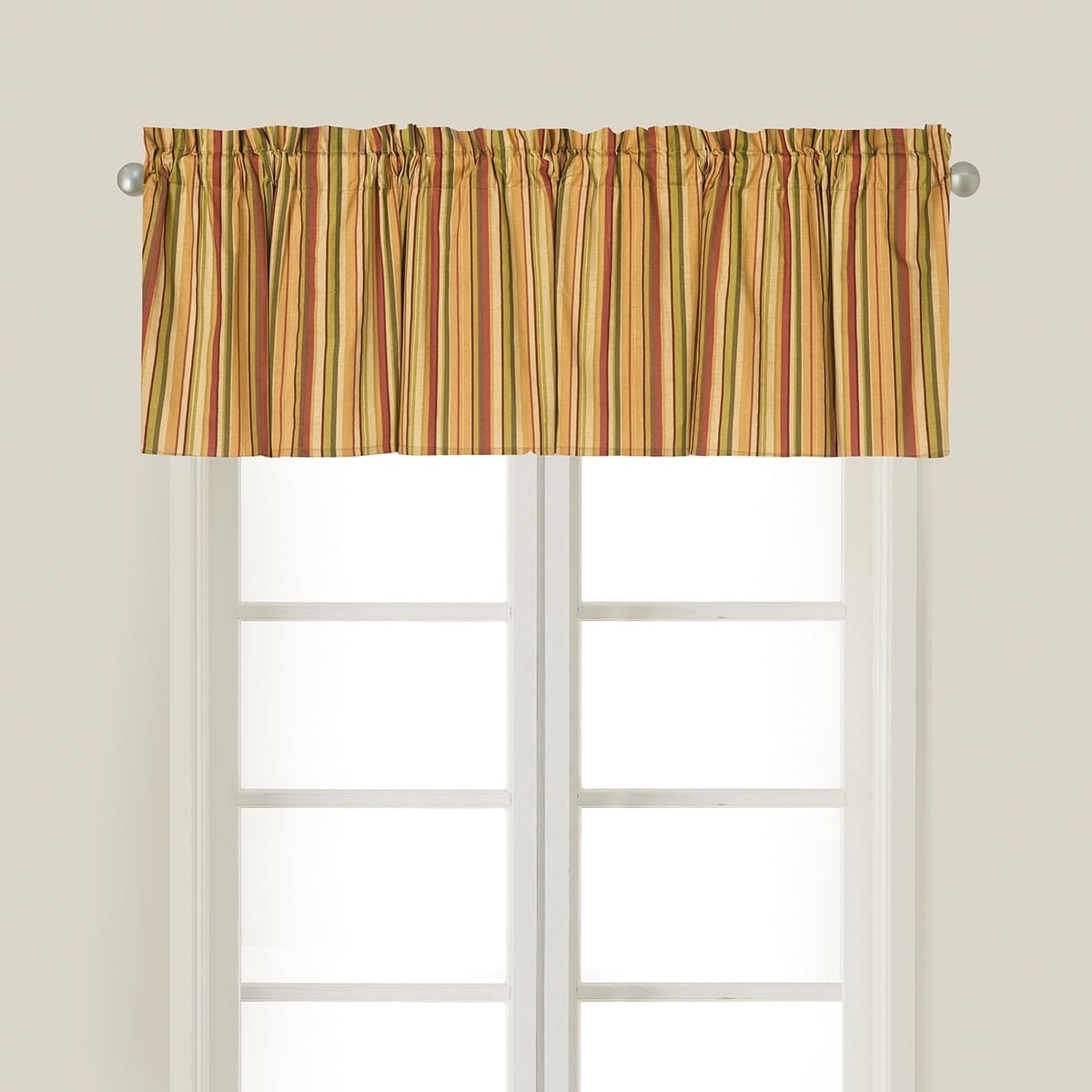Waverly Home Swag Drop Pleated Striped Valances Gold Red Green Cotton