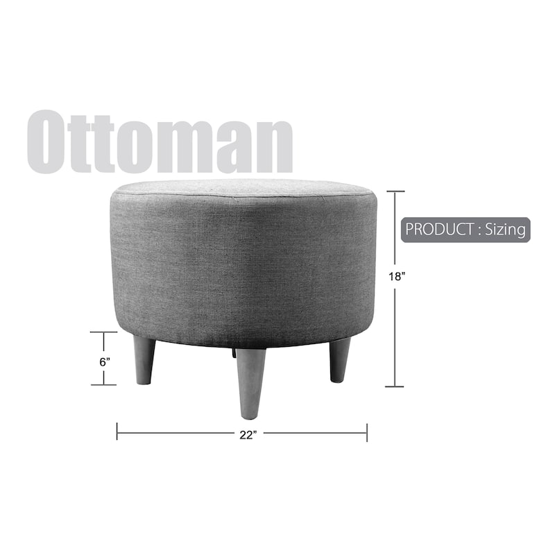 SOPHIA Nova Camel Upholstered Nail Trim Edging Round Ottoman - Camel