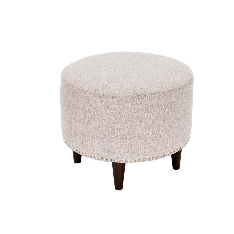 SOPHIA Nova Camel Upholstered Nail Trim Edging Round Ottoman