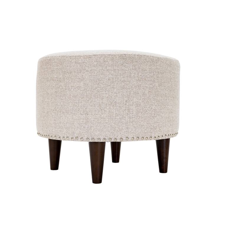 SOPHIA Nova Camel Upholstered Nail Trim Edging Round Ottoman