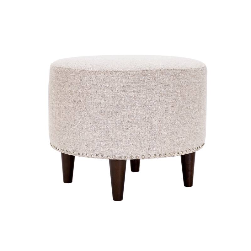 SOPHIA Nova Camel Upholstered Nail Trim Edging Round Ottoman