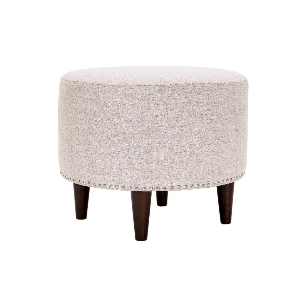 SOPHIA Nova Camel Upholstered Nail Trim Edging Round Ottoman