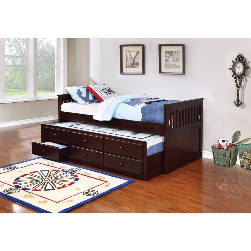 Shop Modish Daybed Bed With Trundle And Storage Drawers Brown