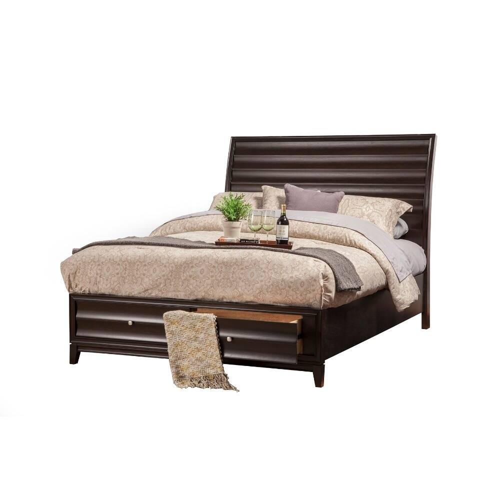 Full Size Storage Bed With 2 Drawers, Cherry Brown