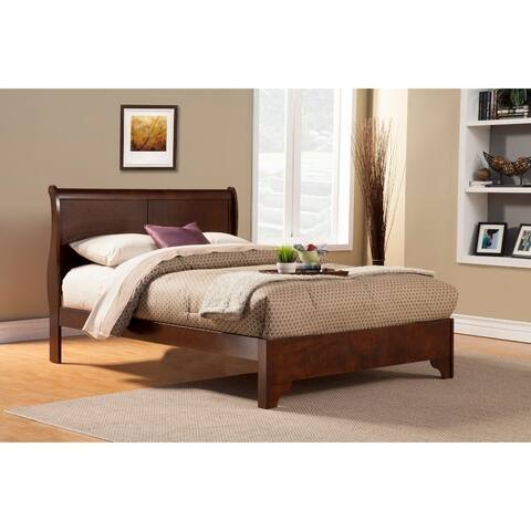 Queen Size Low Footboard Sleigh Bed In Rubberwood Brown