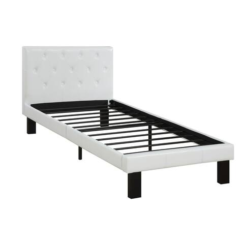 Faux Leather Upholstered Full size Bed With tufted Headboard White