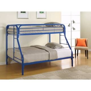 Classic Twin Over Full Bunk Bed with Side Ladders, Blue