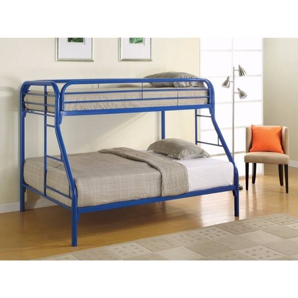 slide 1 of 1, Classic Twin Over Full Bunk Bed with Side Ladders, Blue