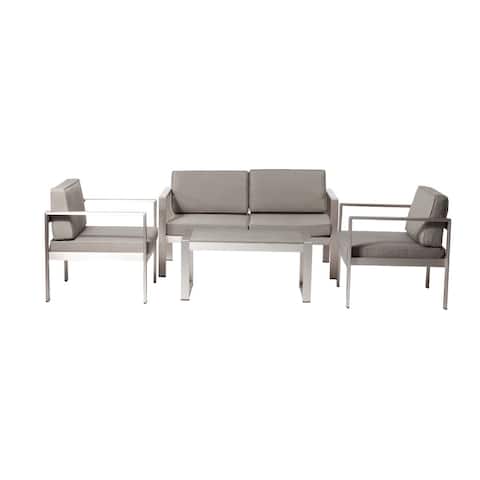 Enchanting And Modish Outdoor Lounge Set In Taupe (Set of 4)