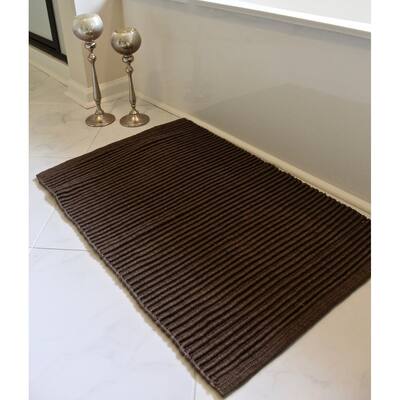 Unbelievable Mats 20" x 32" Brown Ribbed Bath Rug