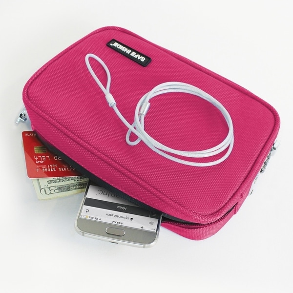 Shop Safe Inside Locking Privacy Pouch w/Steel Tether Cable - Pink ...