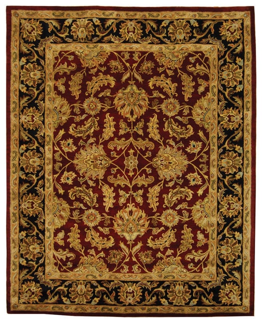 Handmade Heritage Kashan Burgundy/ Black Wool Rug (96 X 136)