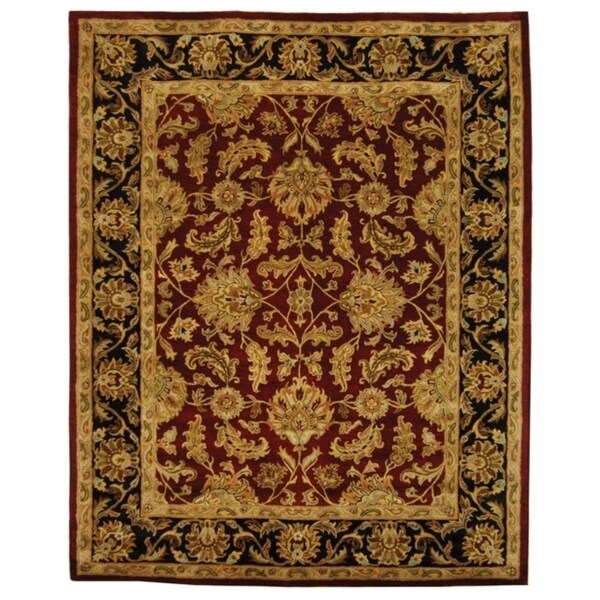 Safavieh Handmade Heritage Traditional Kashan Burgundy/ Black Wool Rug - 9'-6" x 13'-6"