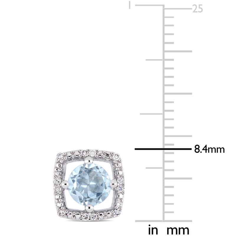Miadora 10k White Gold Sky-Blue Topaz and Diamond Accent Floating Square Halo Stud Earrings