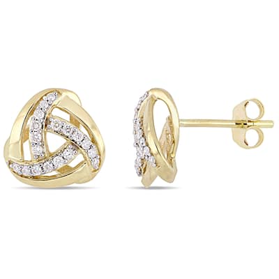 Miadora Signature Collection 10k Yellow Gold 1/5ct TDW Diamond Trilliant Swirl Stud Earrings