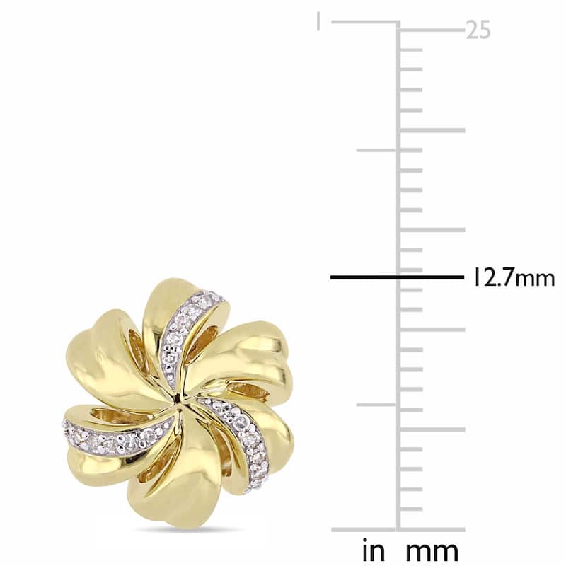 Miadora 10k Yellow Gold 1/10ct TDW Diamond Floral Swirl Stud Earrings