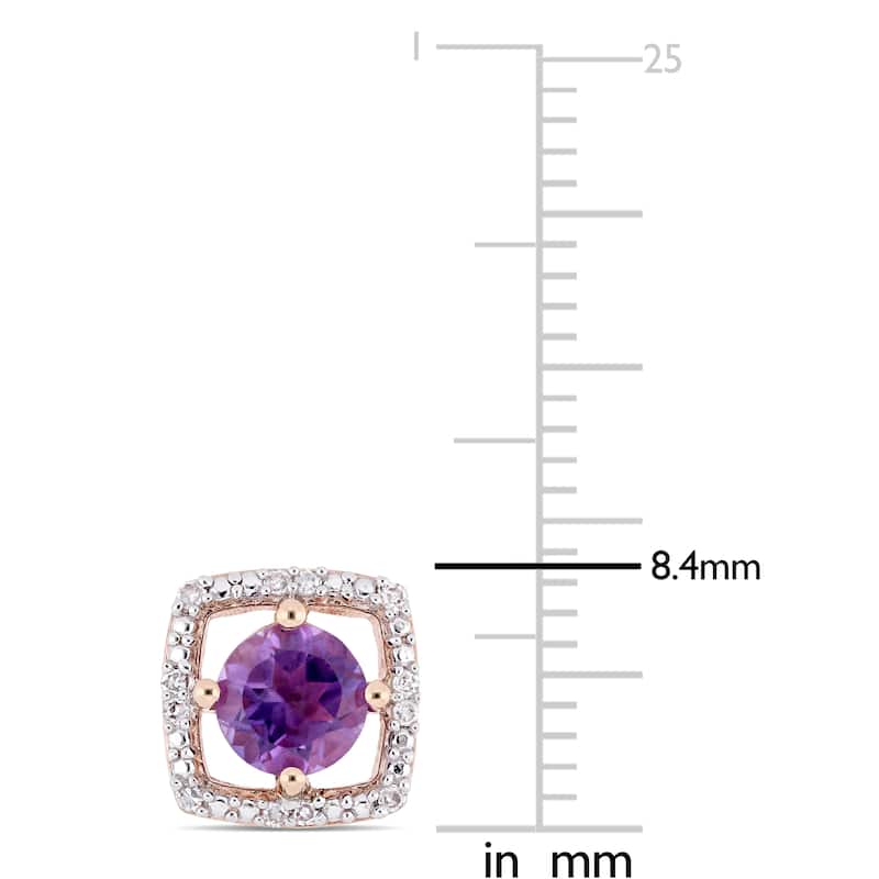 Miadora 10k Rose Gold Amethyst and Diamond Accent Floating Square Halo Stud Earrings