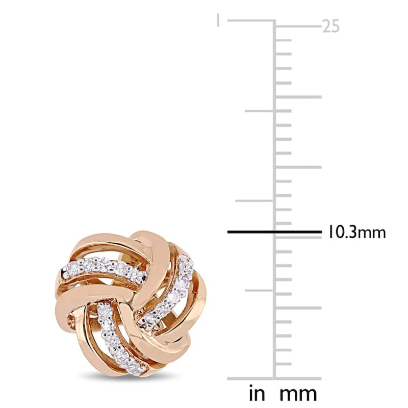 Miadora 14k Rose Gold 1/6ct TDW Diamond Interlaced Swirl Knot Stud Earrings