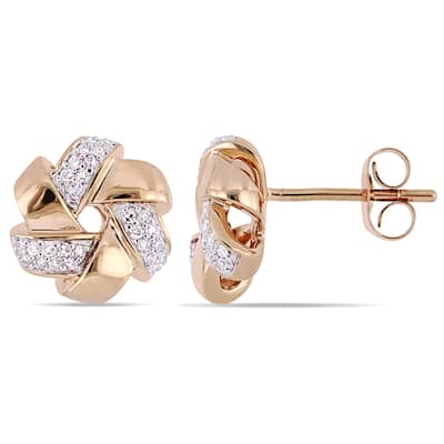 Miadora Signature Collection 14k Rose Gold 1/6ct TDW Diamond Floral Swirl Stud Earrings