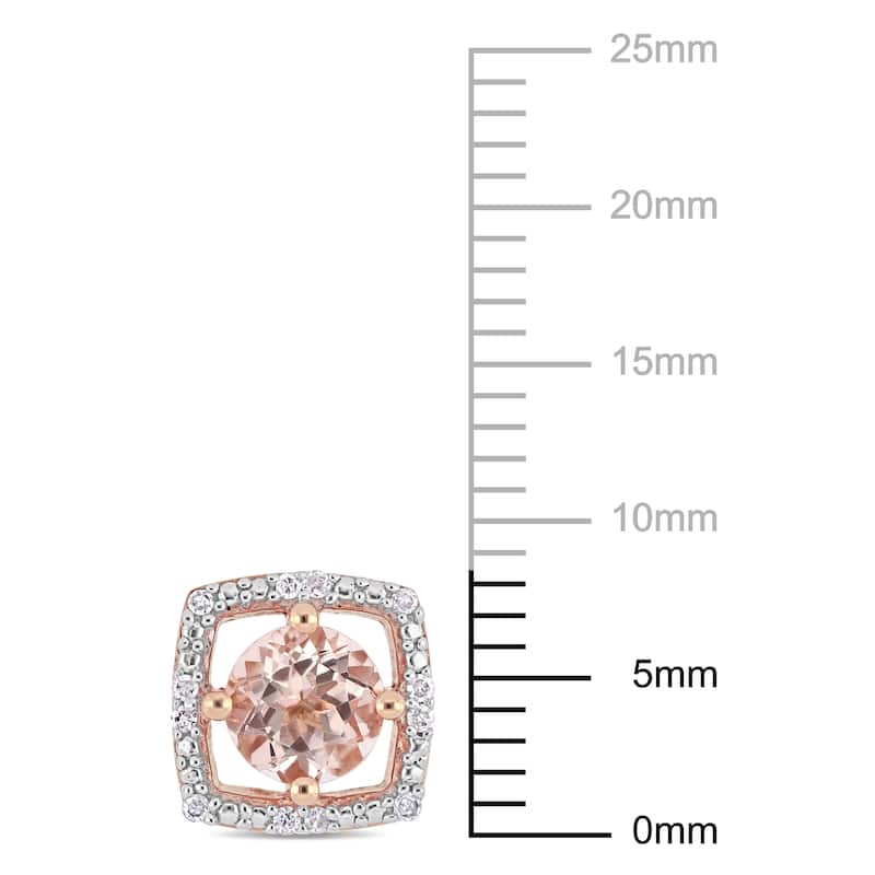 Miadora 10k Rose Gold Morganite and Diamond Accent Floating Square Halo Stud Earrings